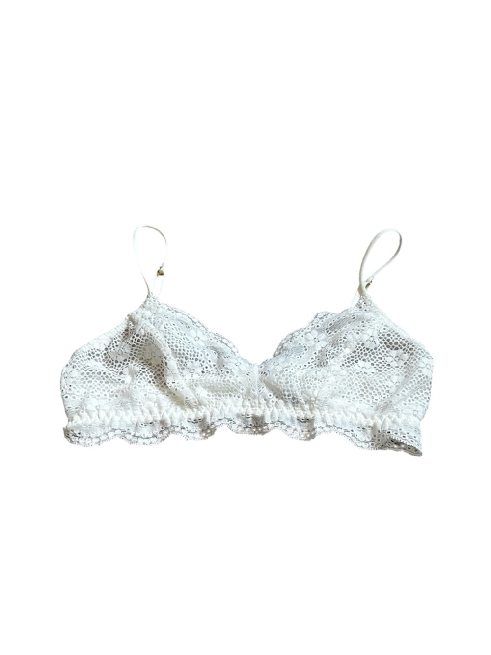 Eberjey Veryan Bralette White Dainty Lace Bra Ruffle Size Small/Medium
